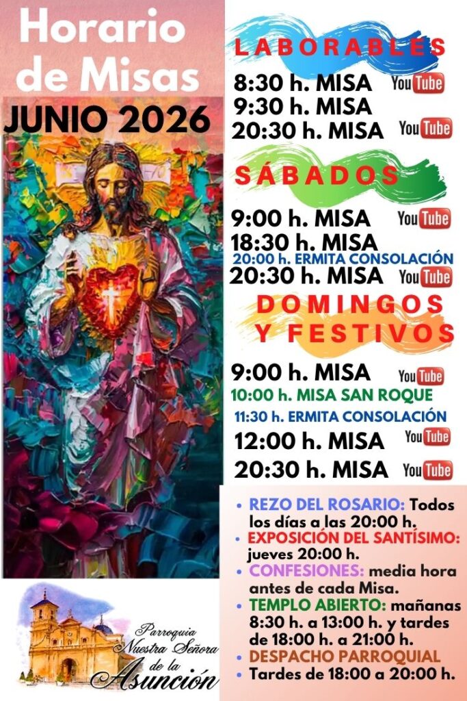 Horario misas junio 2026